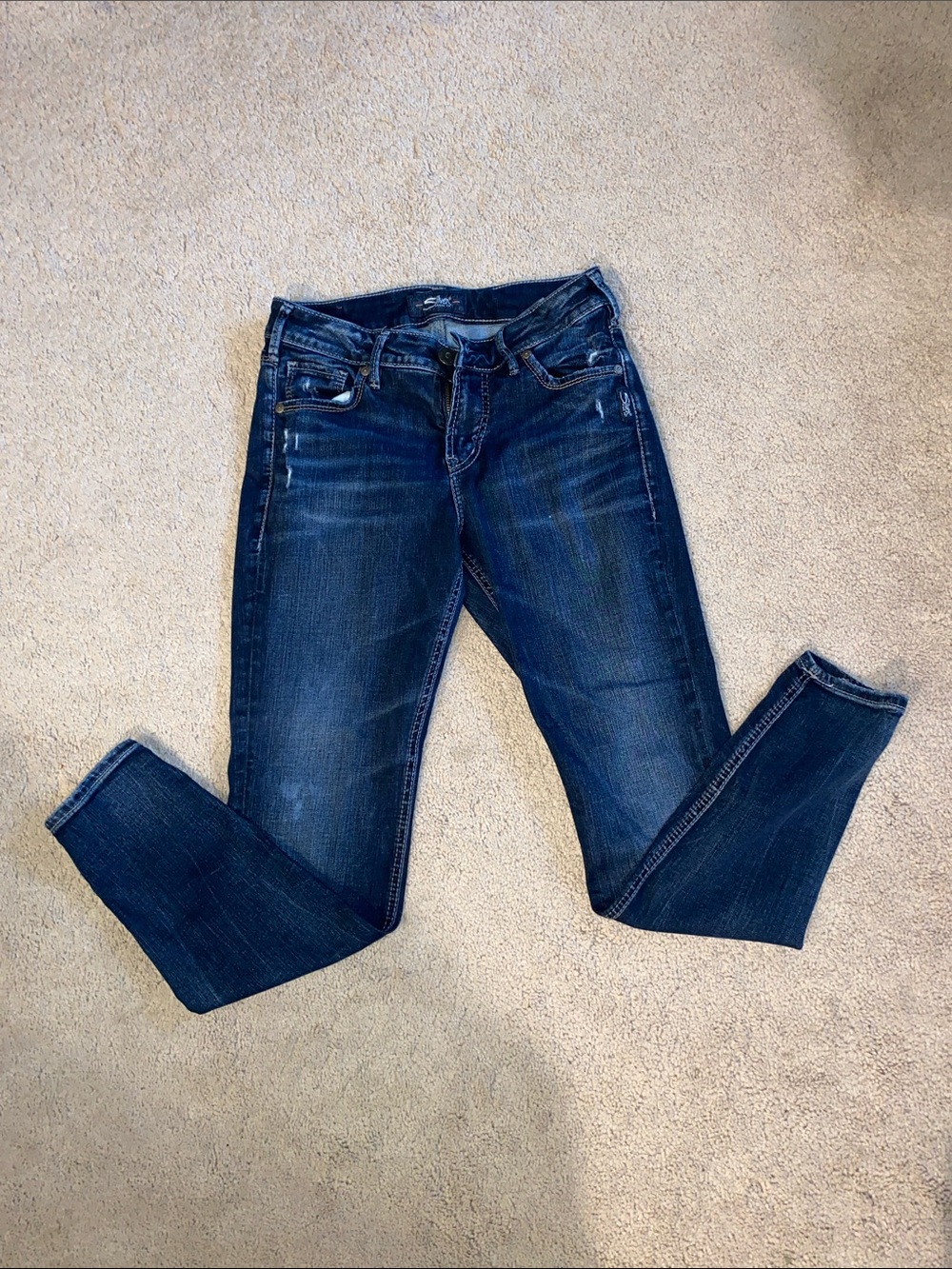 Silver Jeans Dark Indigo Skinny Stretch Jeans